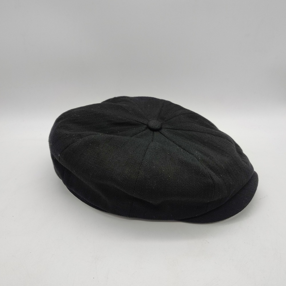 Brixton Brood Newsboy Cap Mens M Black Herringbone 8-Panel Hat